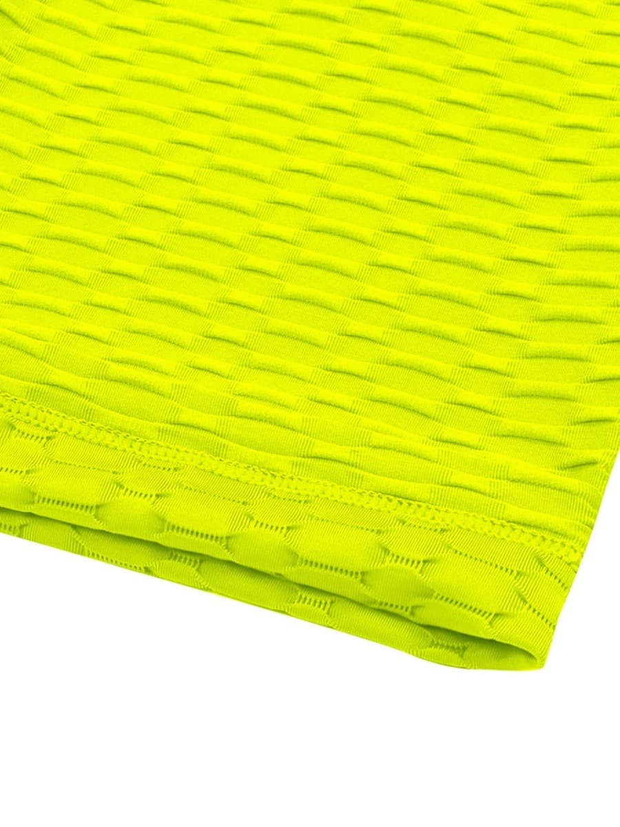 Yellow Flirting Scoop Neck Training Suits High Waist Lightweight