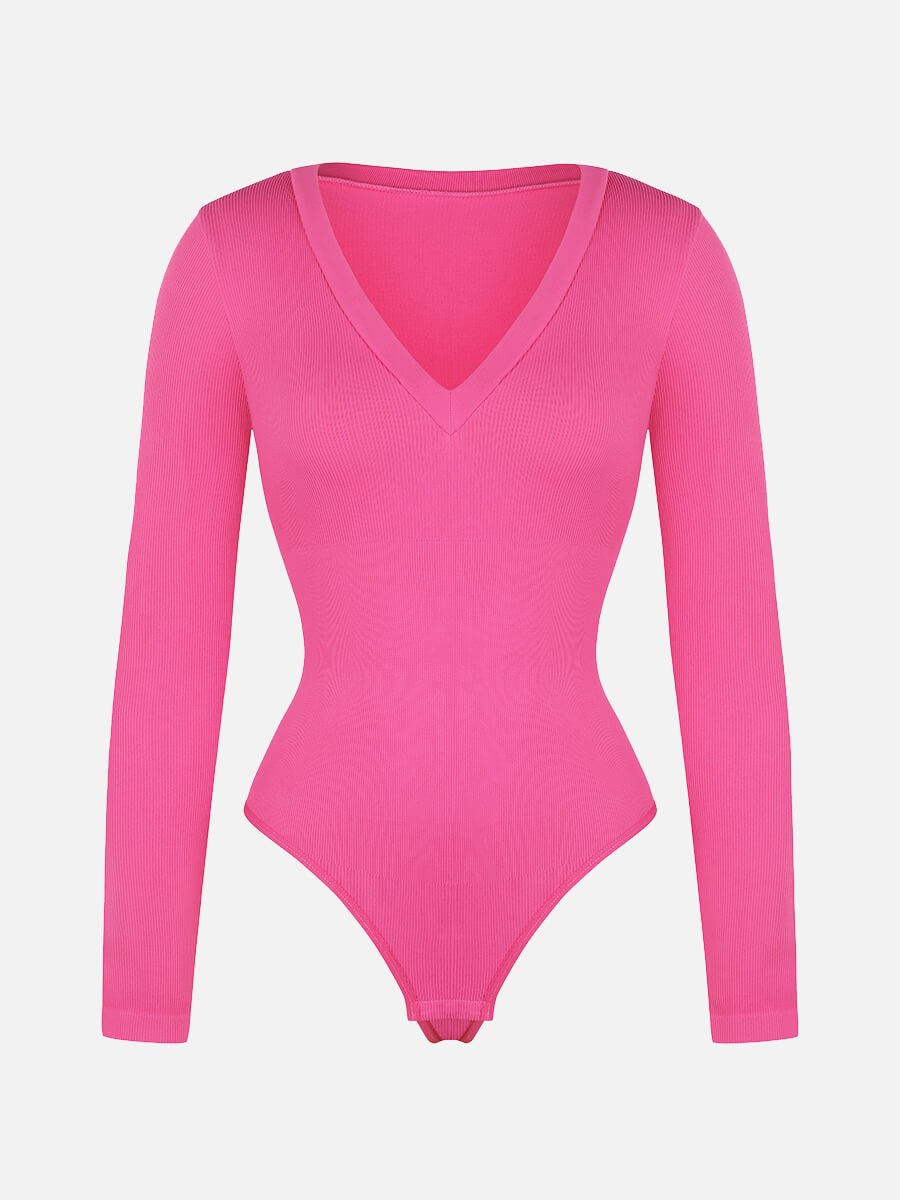 Fashion V-neck Waist Shaping Tummy Control Seamless Bodysuit