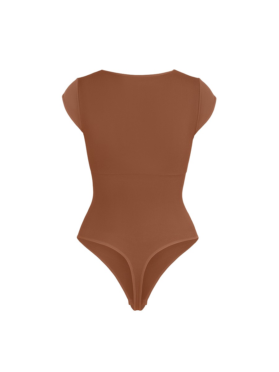 Seamless Deep V Waist and Abdomen Bodysuit
