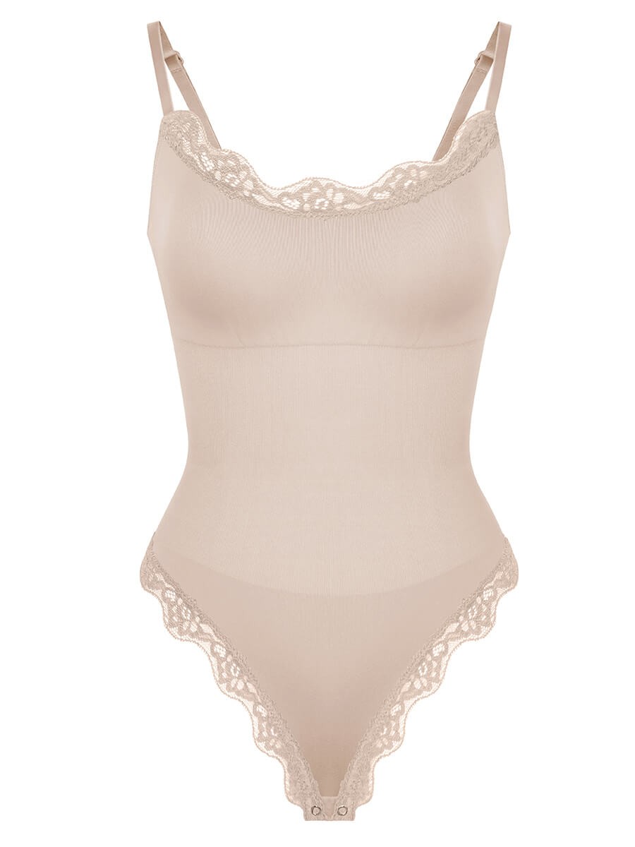 Lace cami Seamless Waist Abdomen Shaping Thong Bodysuit