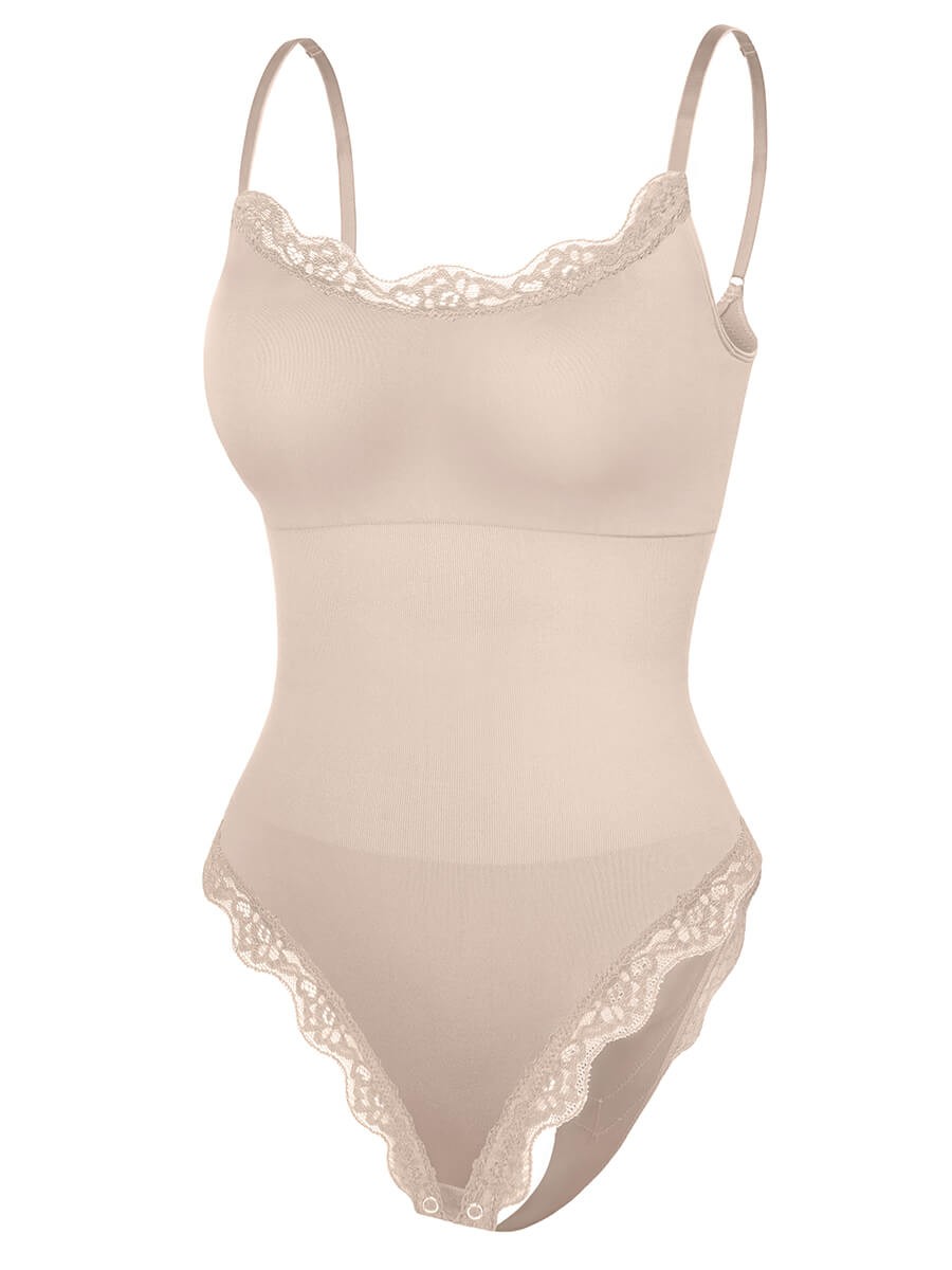 Lace cami Seamless Waist Abdomen Shaping Thong Bodysuit