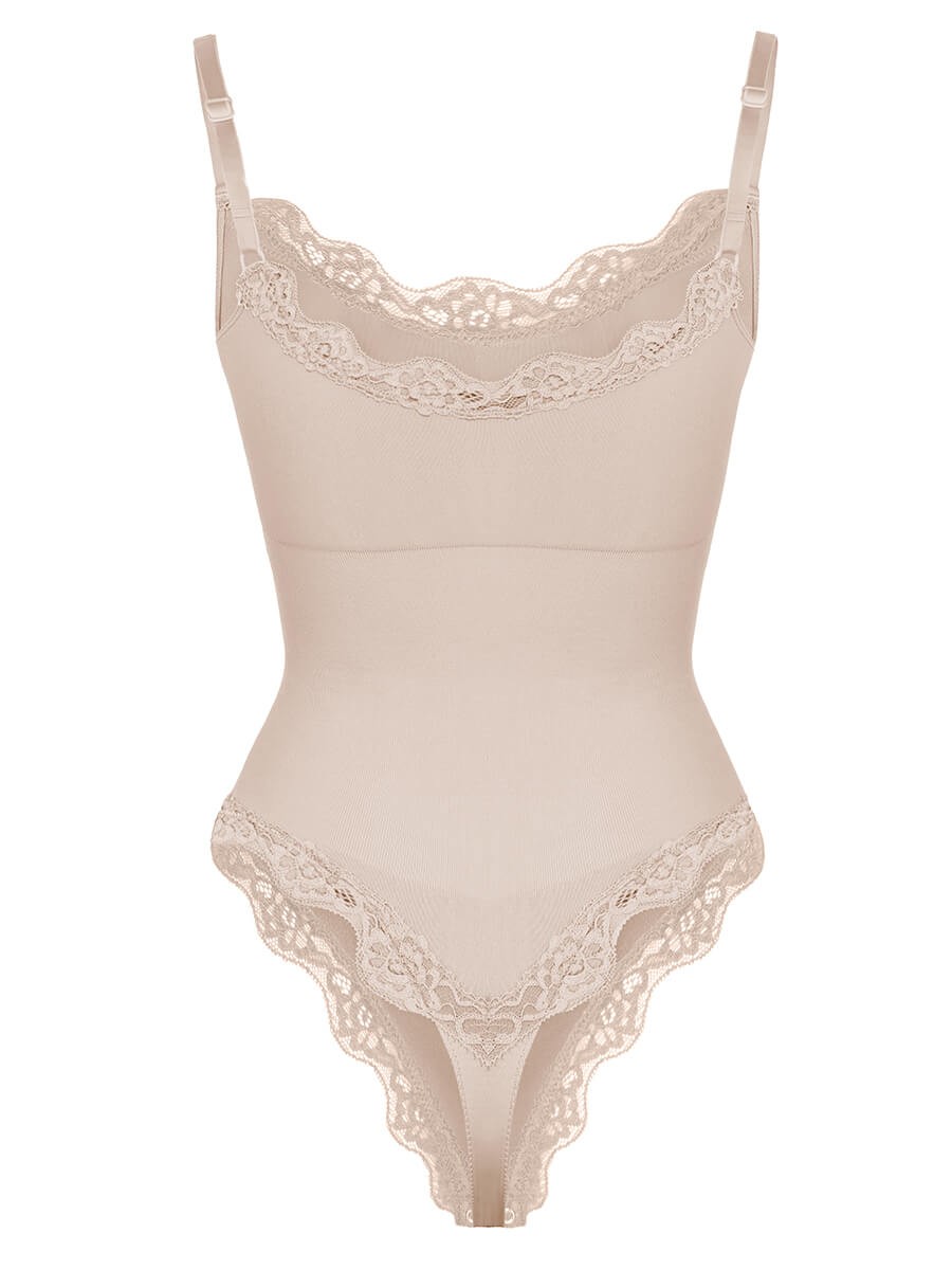 Lace cami Seamless Waist Abdomen Shaping Thong Bodysuit
