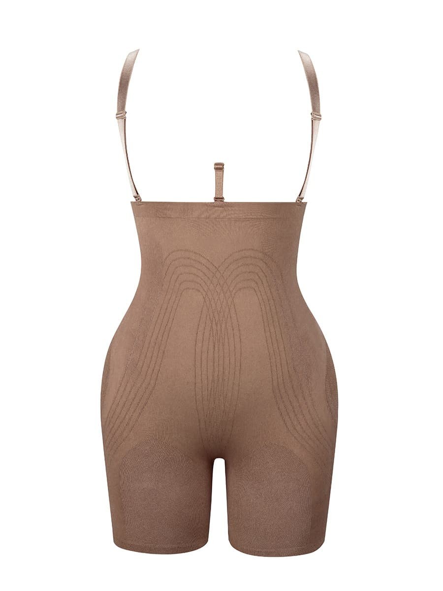 Wholesale Light Brown Adjustable Straps Seamless Shapewear Shorts Good Elastic