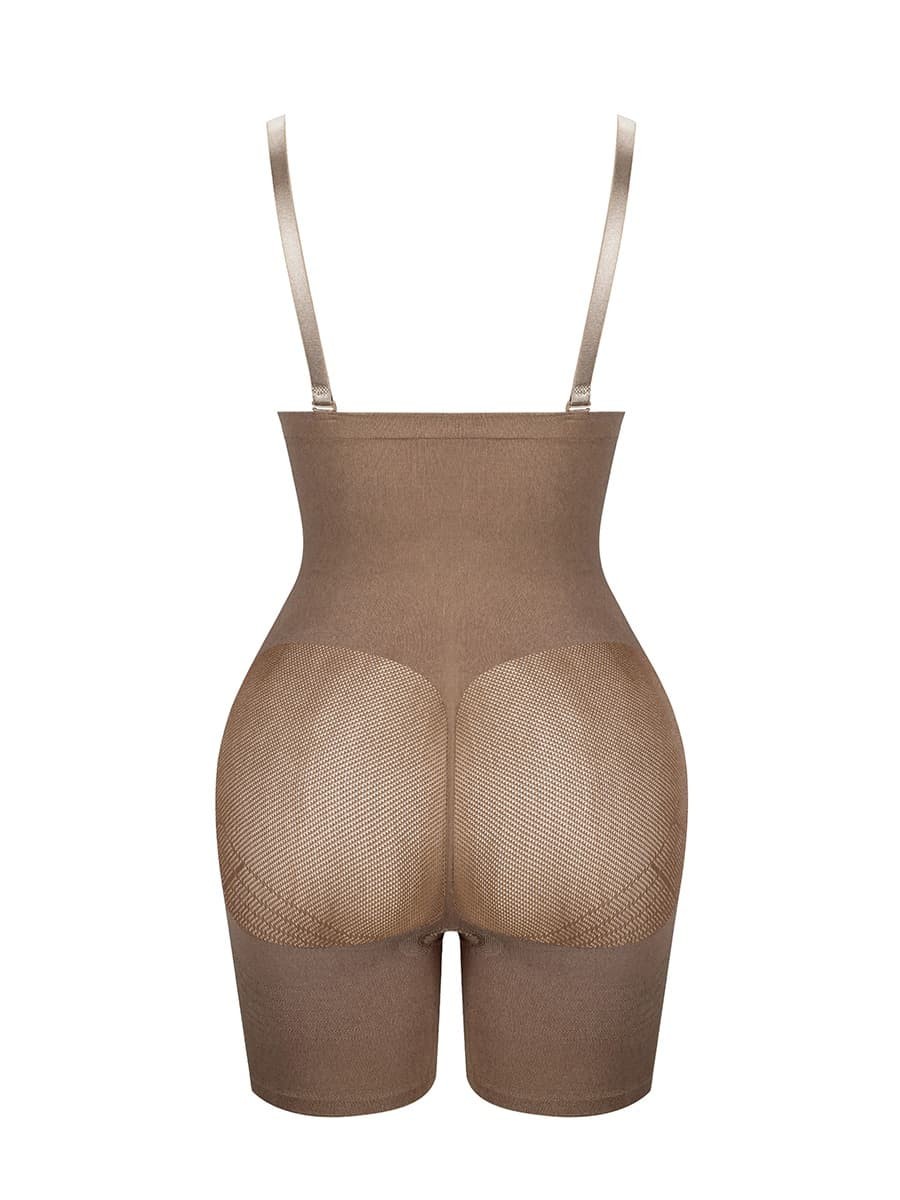 Wholesale Light Brown Adjustable Straps Seamless Shapewear Shorts Good Elastic