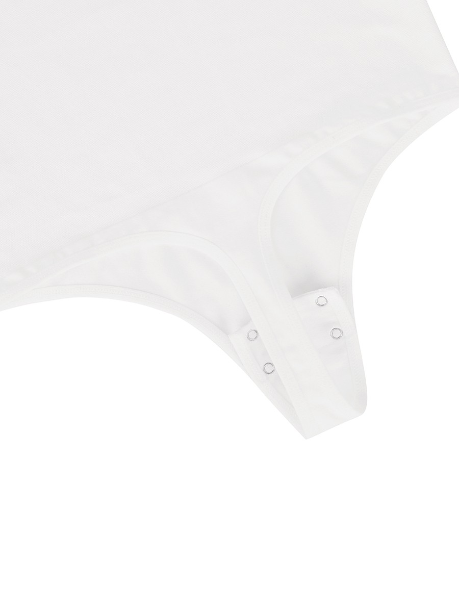 Seamless Long Sleeve Diagonal Neck Waist Trimming Thong Bodysuit