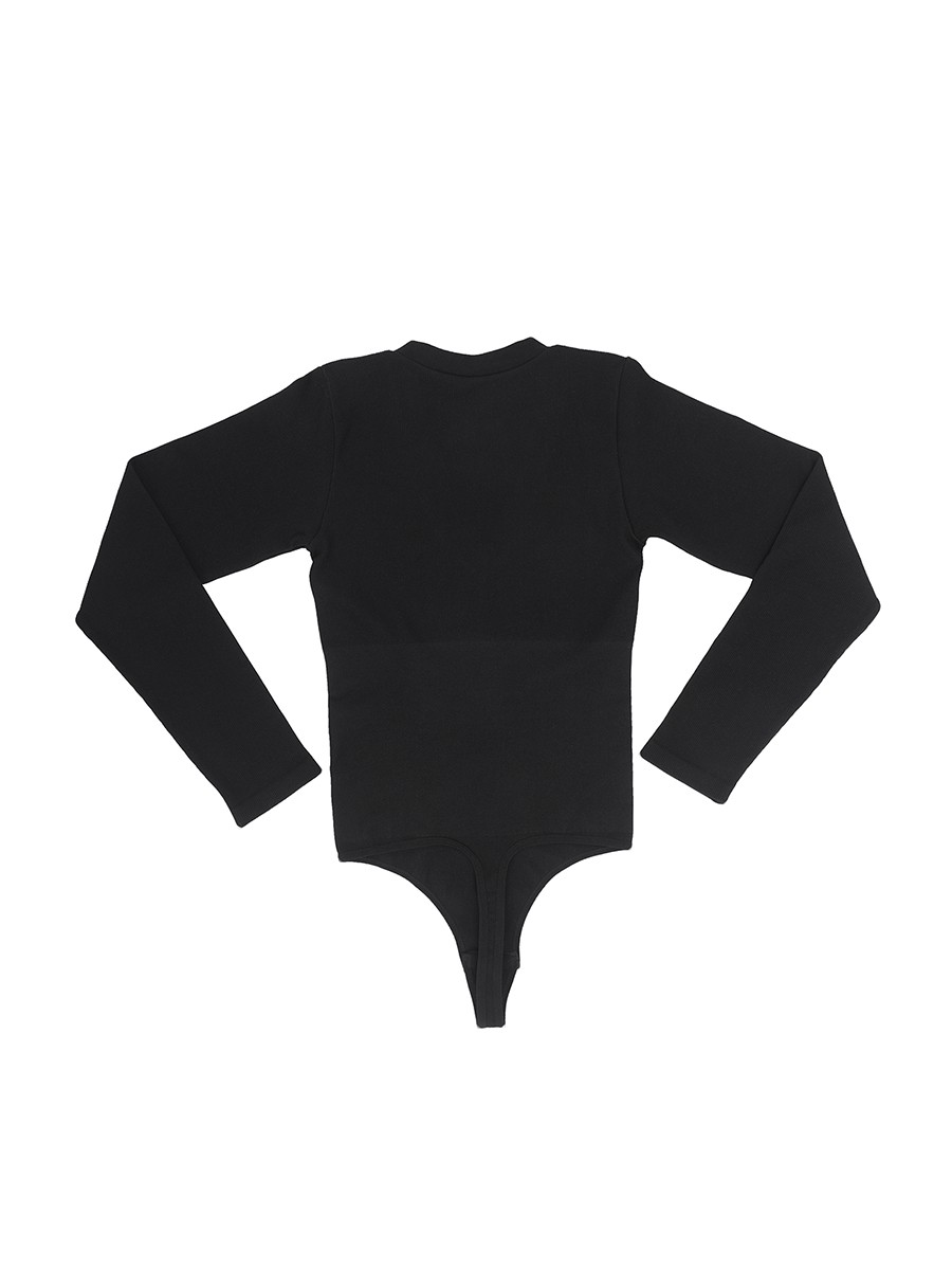Long Sleeved V-neck Waist Shaping Tummy Control Seamless Bodysuit