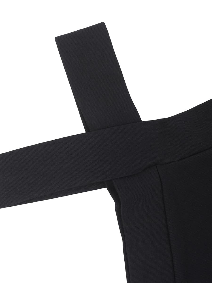 Crossover Halter Thong Bodysuit for Women