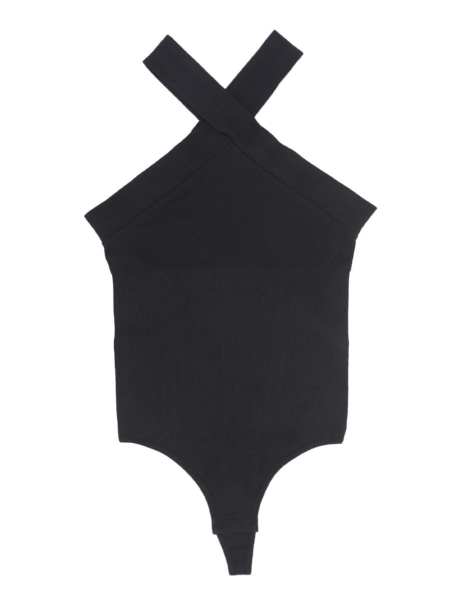 Crossover Halter Thong Bodysuit for Women