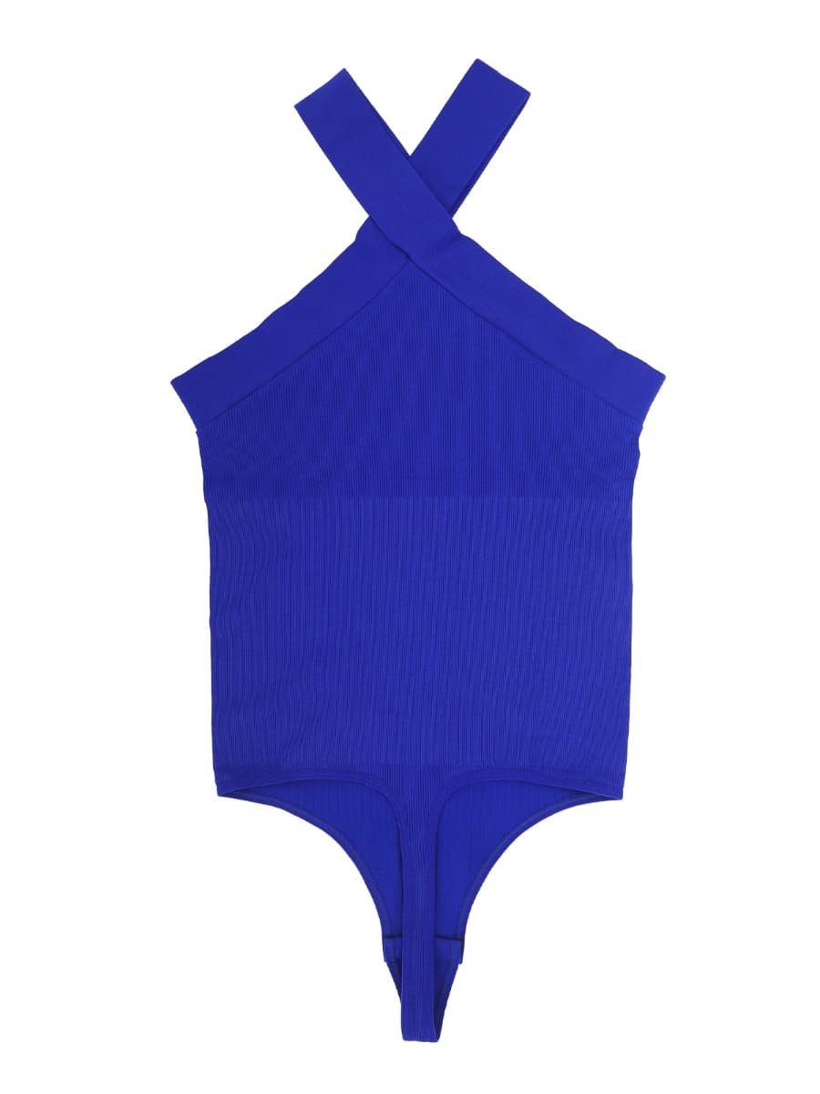 New Seamless Crossover Halter Thong Bodysuit for Women