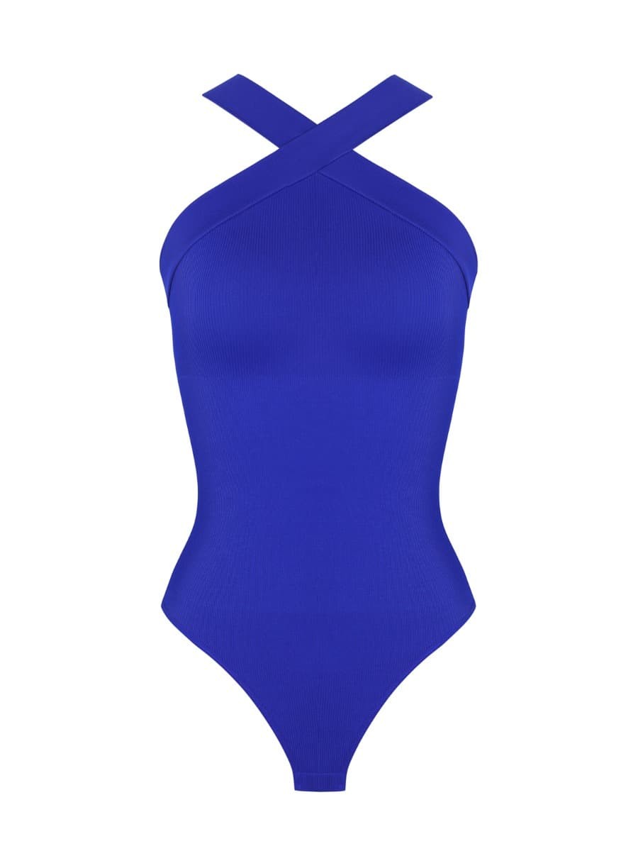 New Seamless Crossover Halter Thong Bodysuit for Women