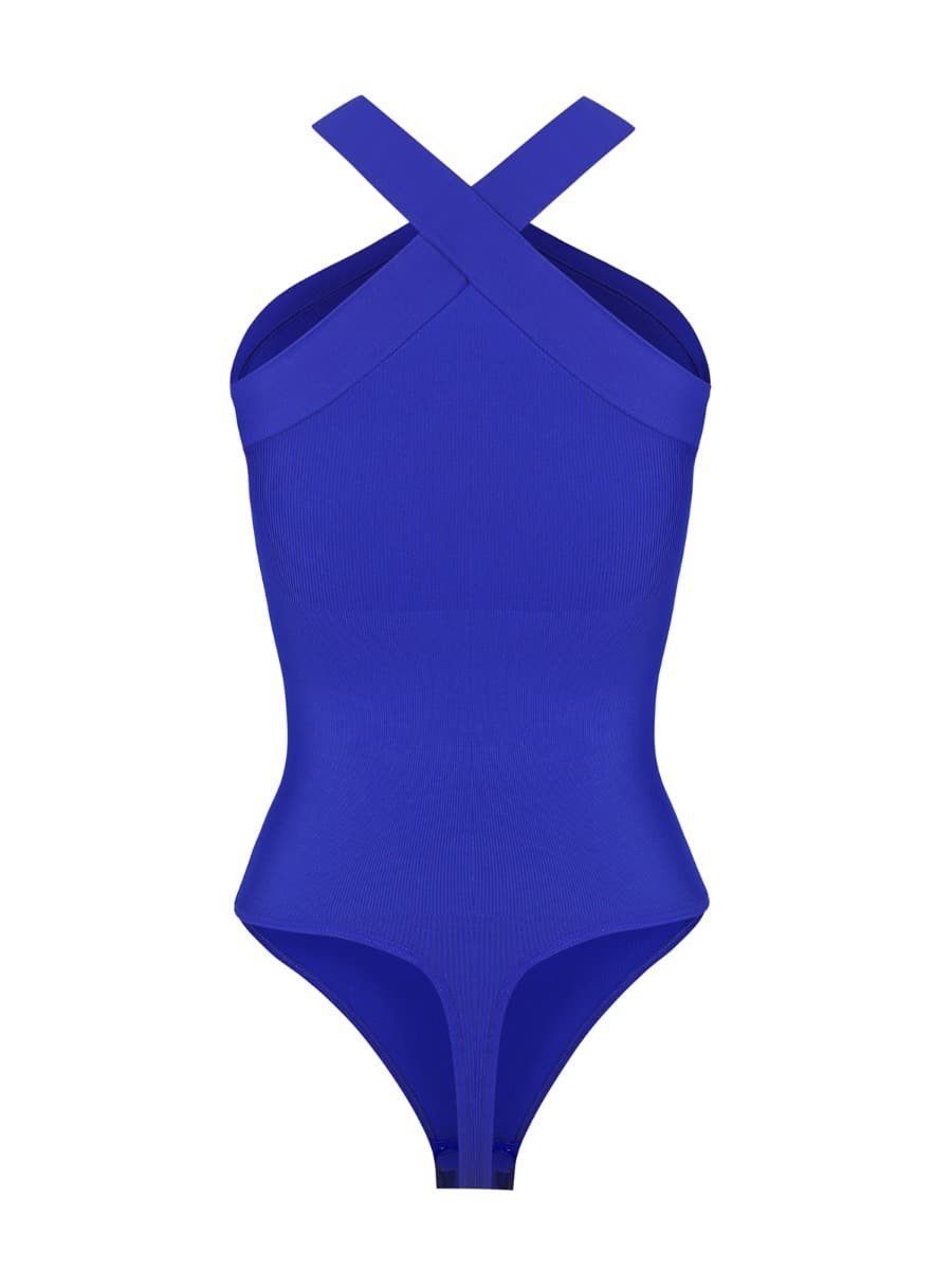 New Seamless Crossover Halter Thong Bodysuit for Women