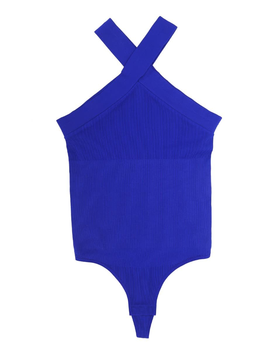 New Seamless Crossover Halter Thong Bodysuit for Women