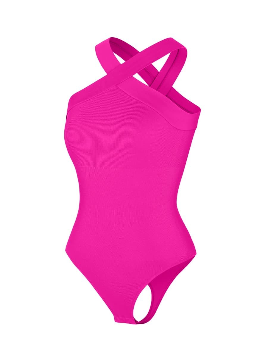 Wholesale New Fashion Seamless Crossover Halter Thong Bodysuit