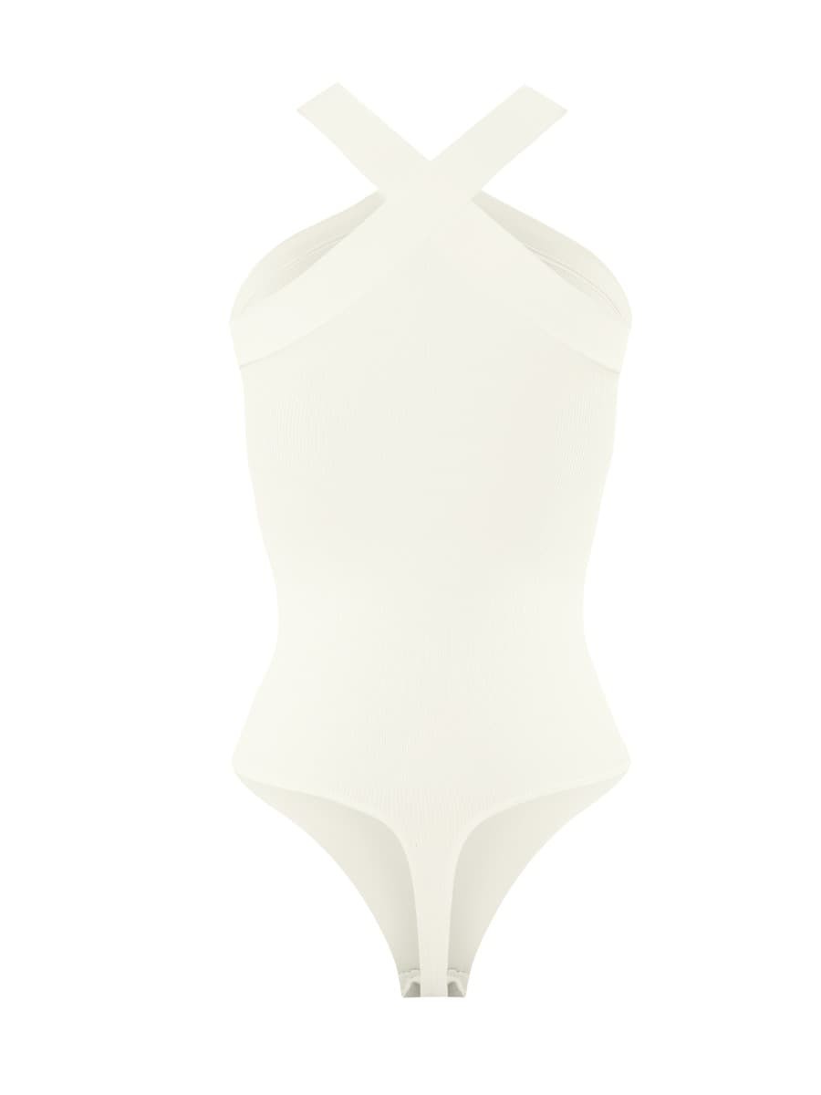 Wholesale Crossover Halter Seamless Thong Bodysuit