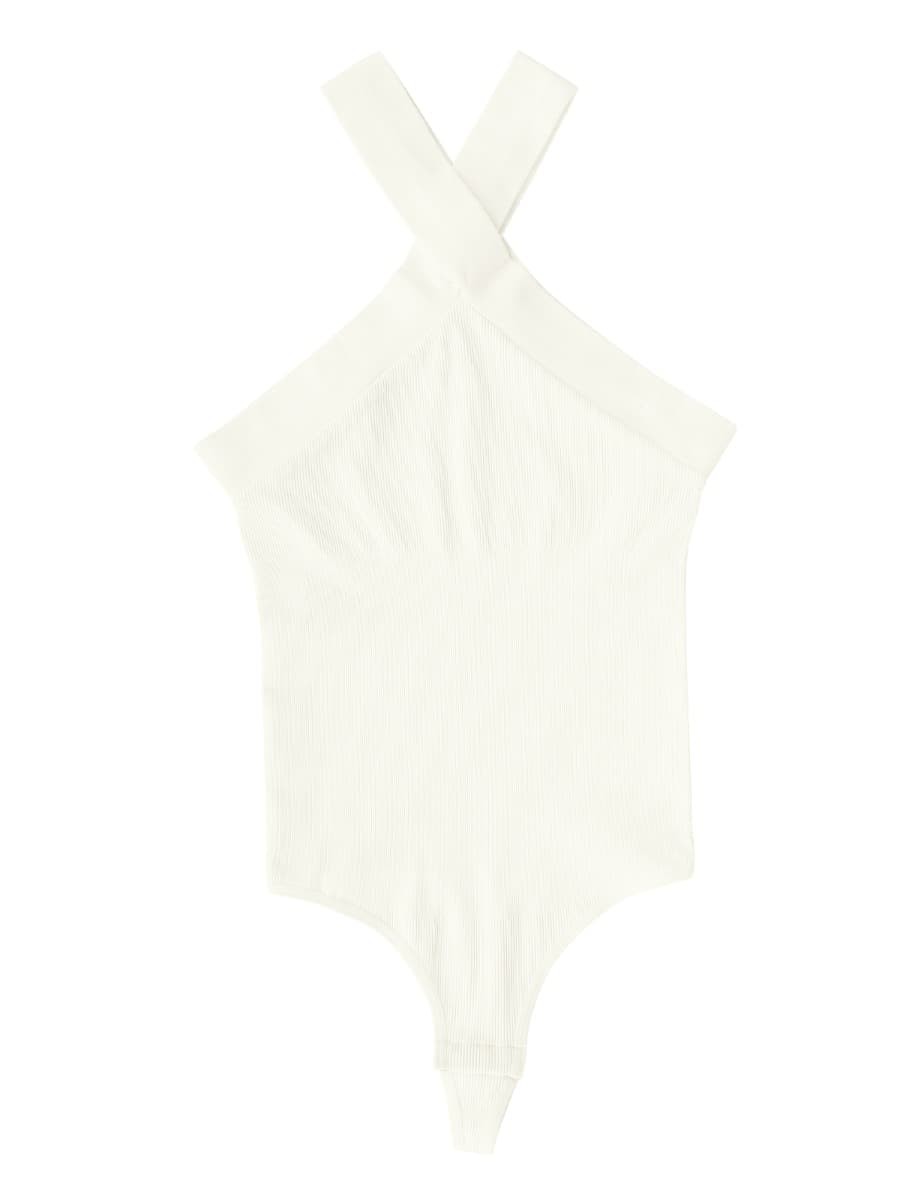 Wholesale Crossover Halter Seamless Thong Bodysuit