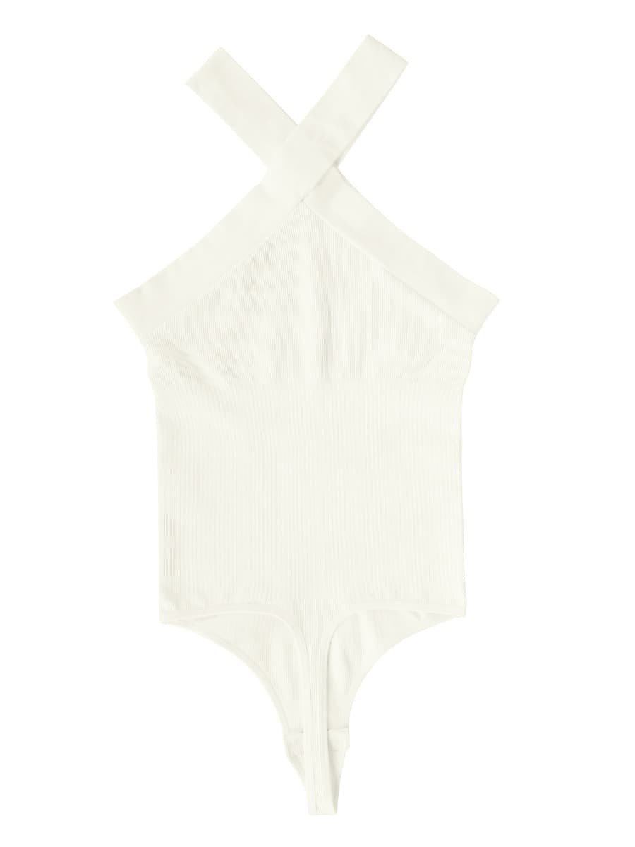 Wholesale Crossover Halter Seamless Thong Bodysuit