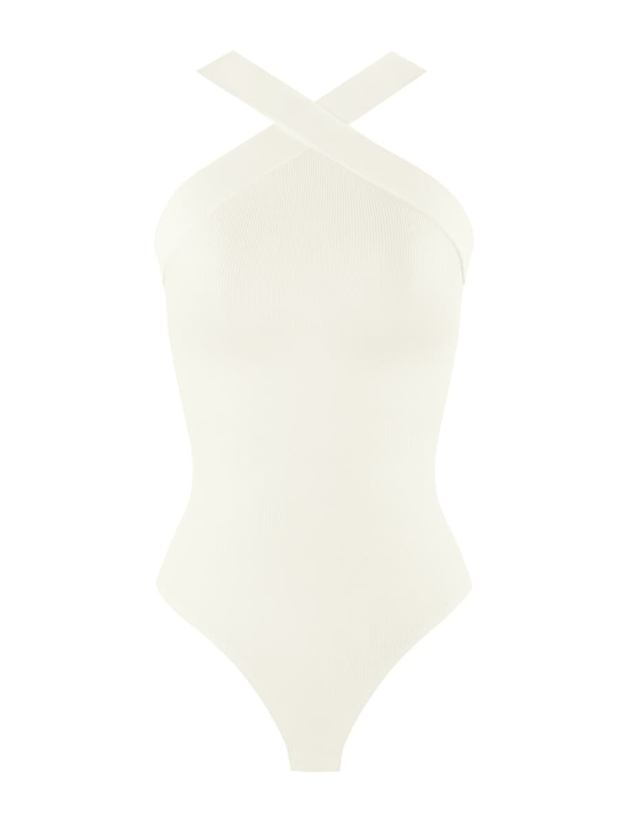 Wholesale Crossover Halter Seamless Thong Bodysuit