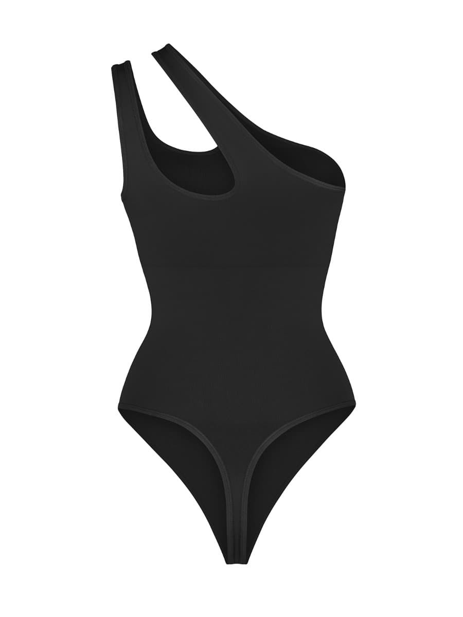 Fashion One-shoulder Cut Out Waist Compression Shapewear Bodysuit
