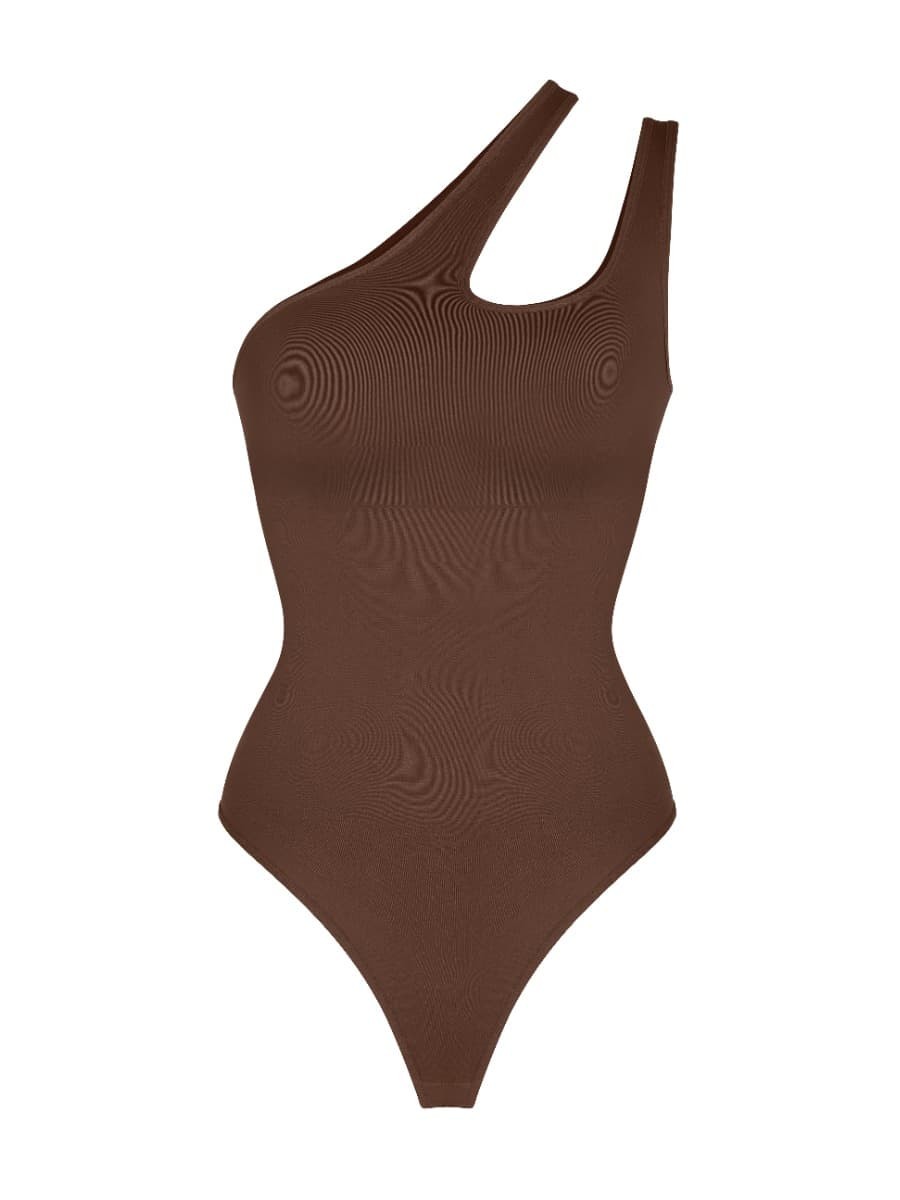 Fashion Seamless One-shoulder Cut Out Waist Shapewear Bodysuit