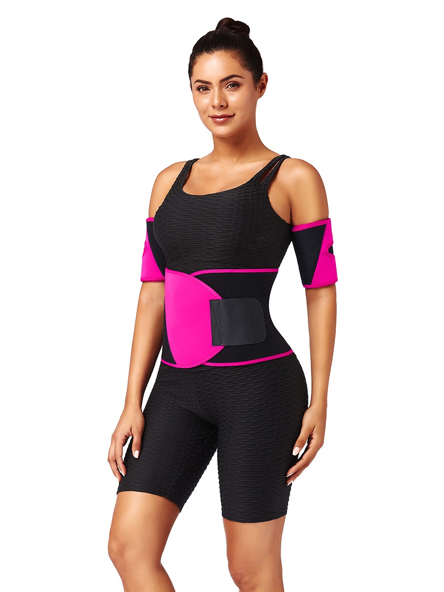Rose Red Neoprene 2 Pieces Arm Shapers Patchwork For Workout