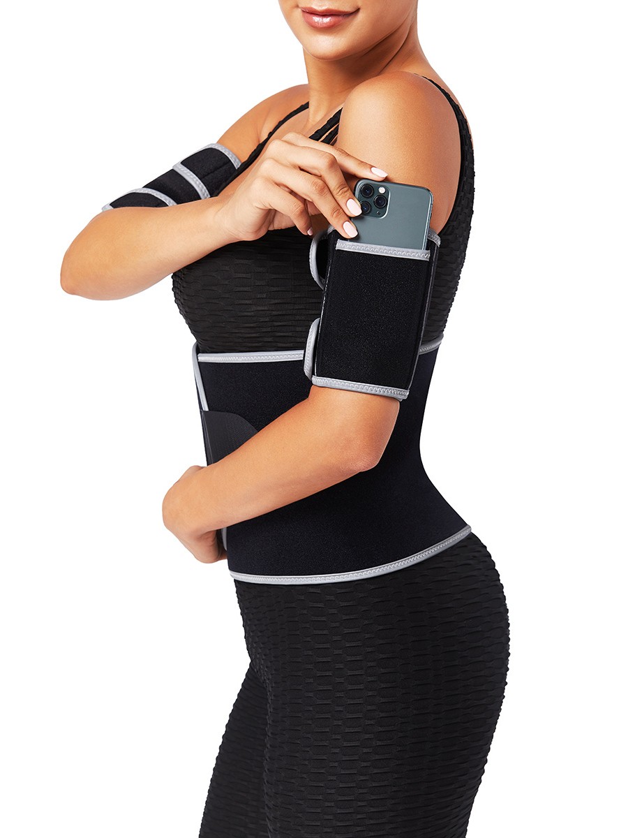 Light Gray Reflective Neoprene Arm Shapers With Pocket High Power