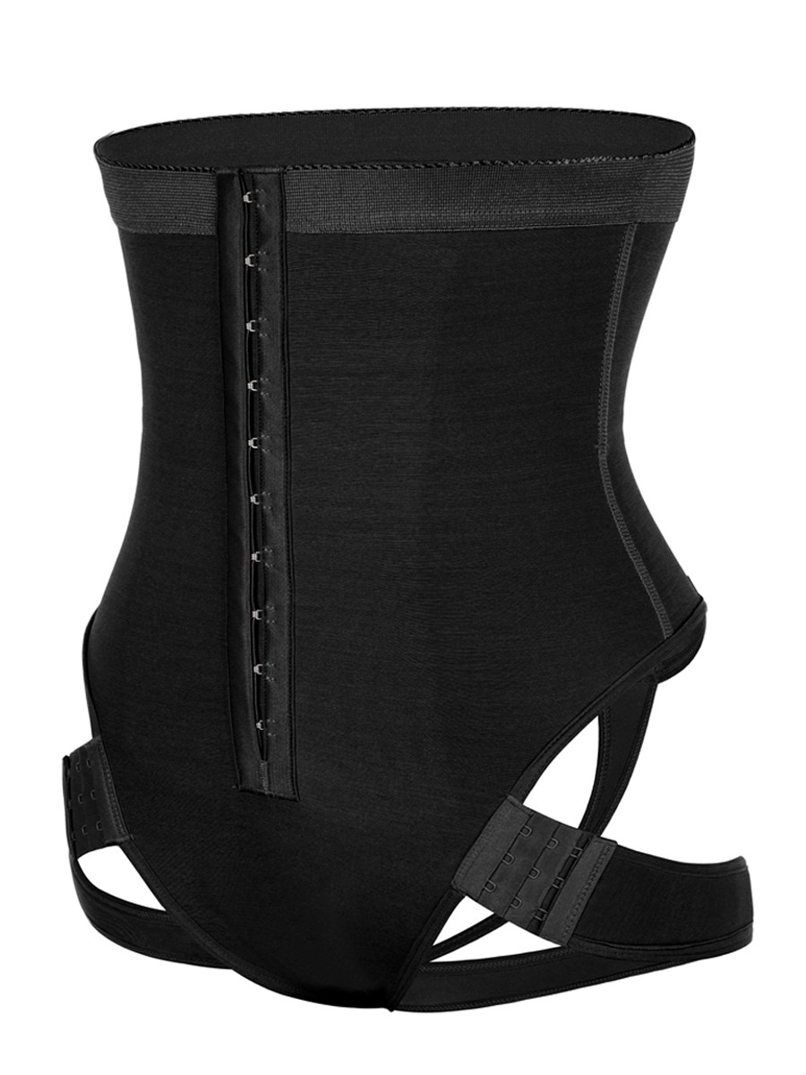 Black High Waist Butt Lifter With 2 Side Straps Abdominal Control