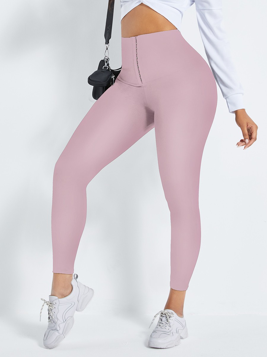 Light Pink 2-In-1 Shapewear Leggings High Waist Slimming Tummy