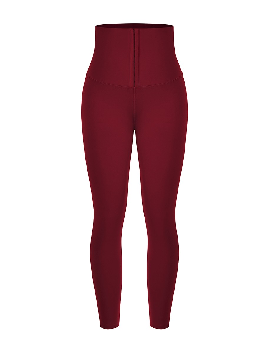 Wine Red High Waist Shaper Firm Control Leggings Tight Fitting