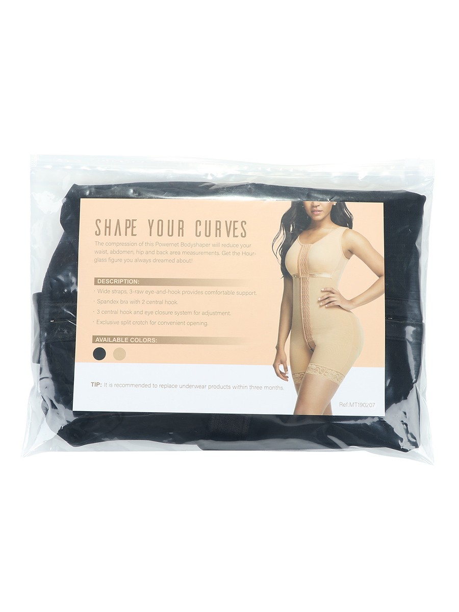 Skin Color Wide Straps Crotchless Full Body Shapewear With Hooks