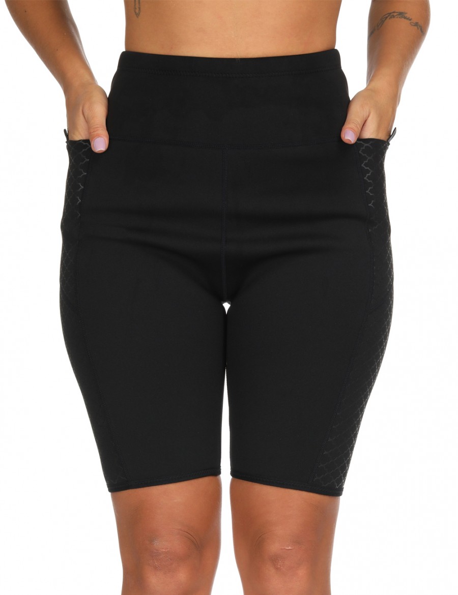 Flat Out Black Neoprene Print Pants Shaper Queen Size Versatile Item