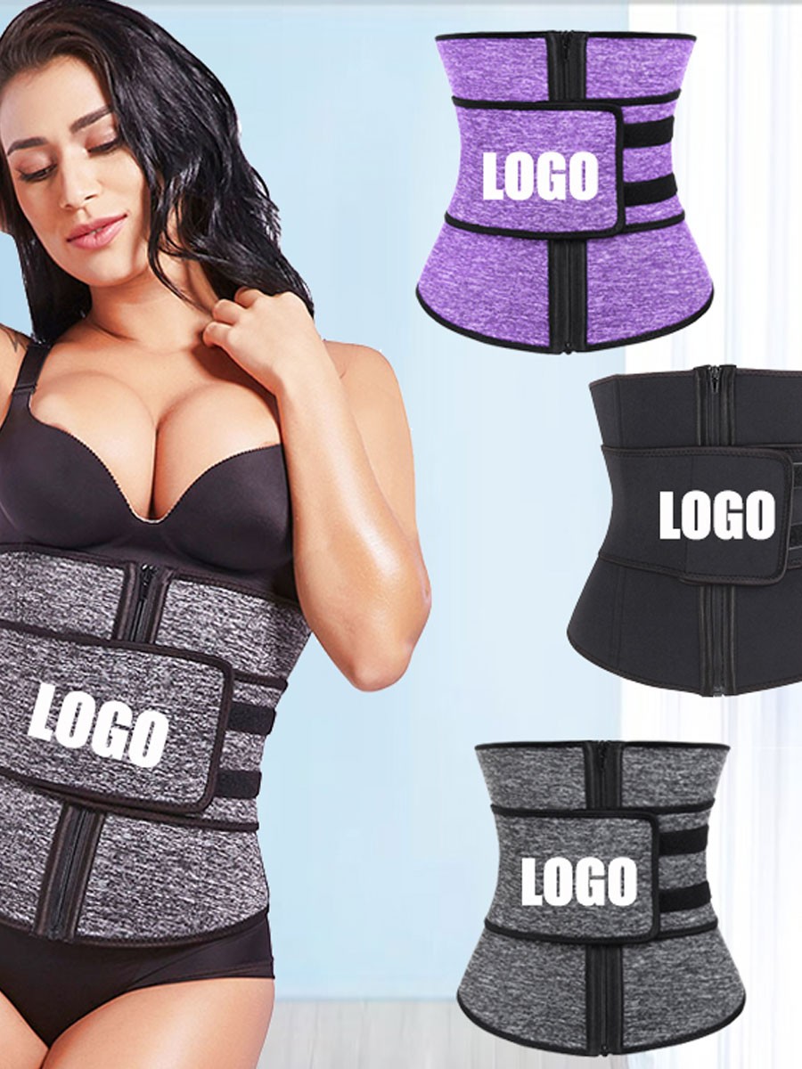 Purple 7 Steel Bones Fitness Neoprene Waist Trainer With Belt