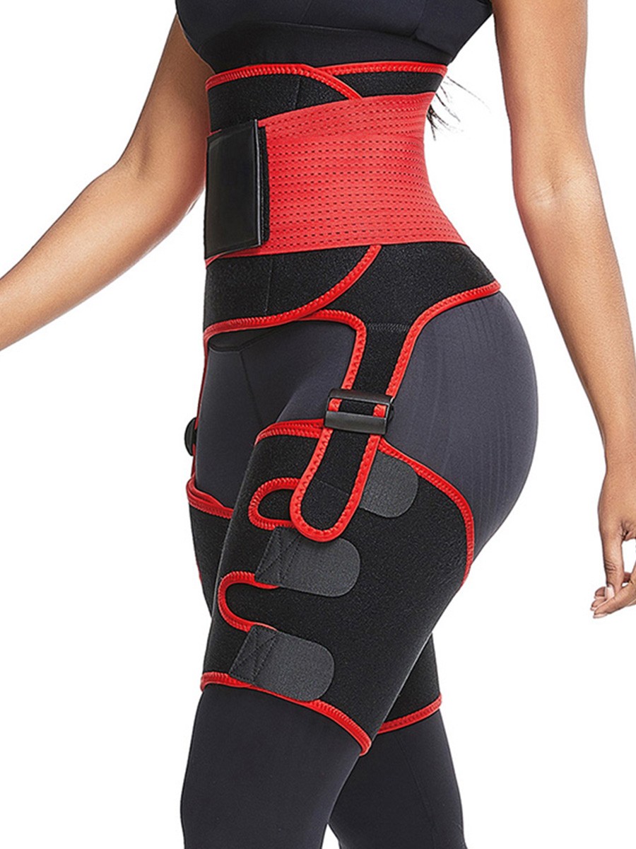 Red Neoprene Waist Trimmer High Waist Shapewear For Thighs