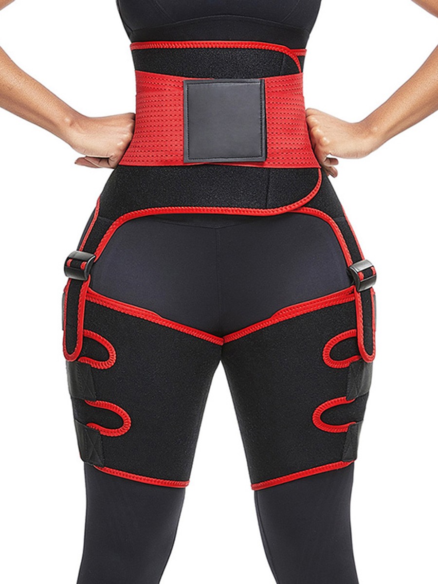 Red Neoprene Waist Trimmer High Waist Shapewear For Thighs