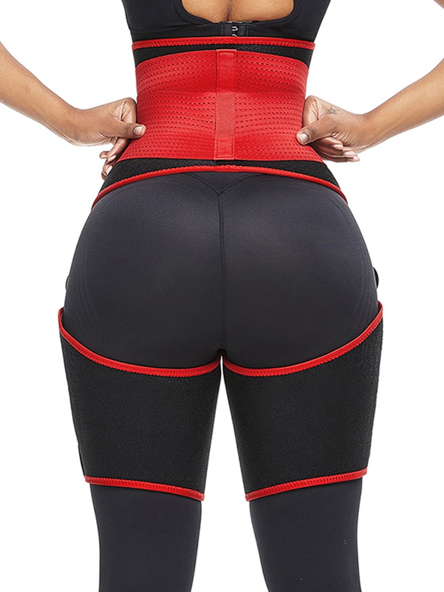 Red Neoprene Waist Trimmer High Waist Shapewear For Thighs
