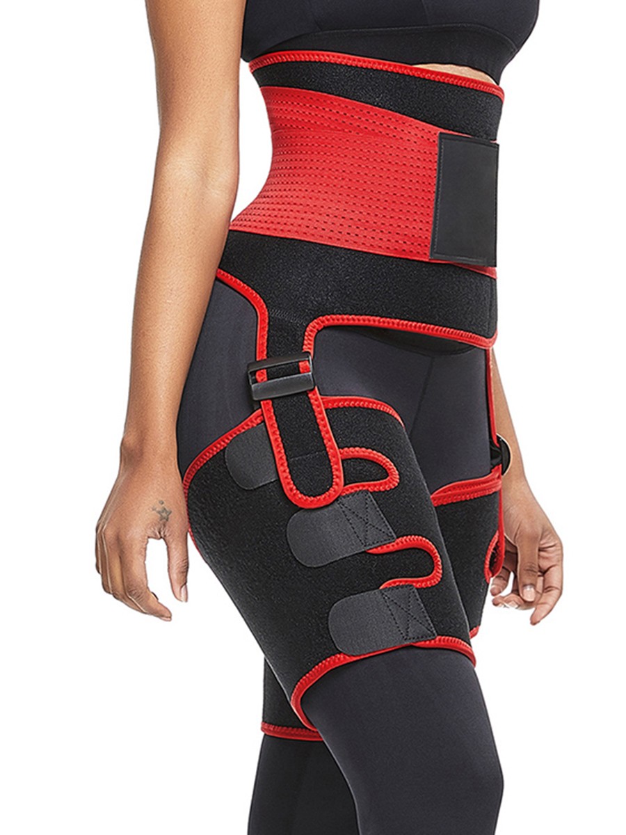 Red Neoprene Waist Trimmer High Waist Shapewear For Thighs