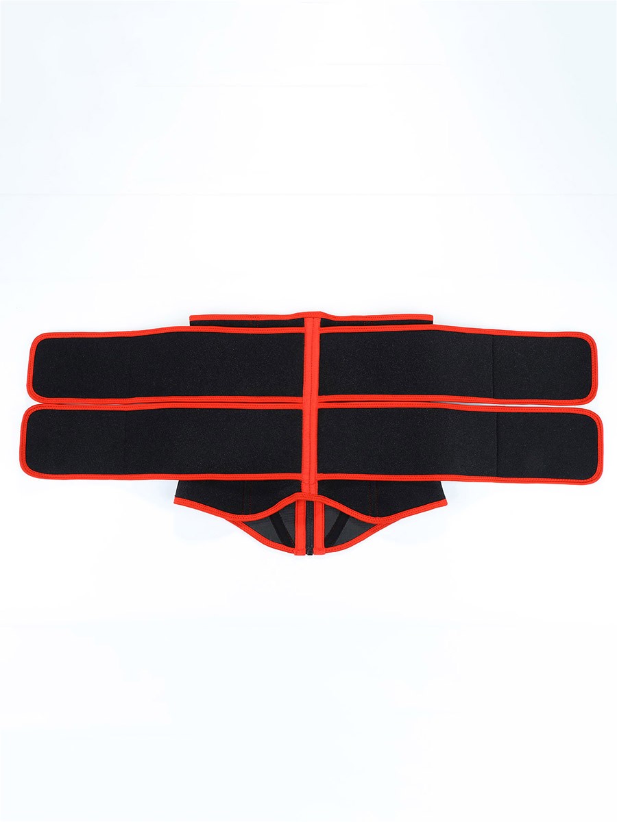 Red 10 Steel Bones Neoprene Sauna Waist Trainer Zipper Custom Logo