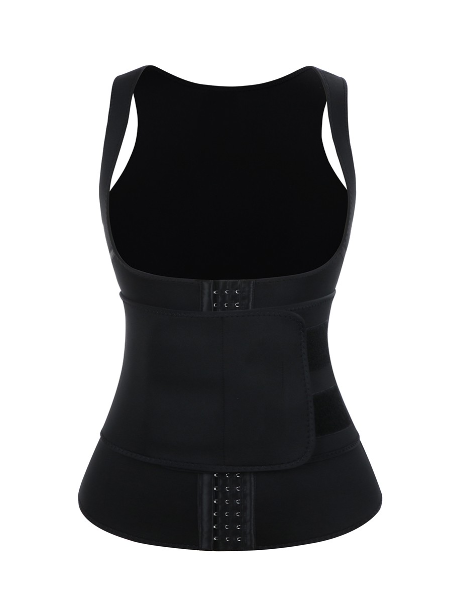 Black 3-Row Hooks Neoprene Waist Trainer Vest Basic Shaping