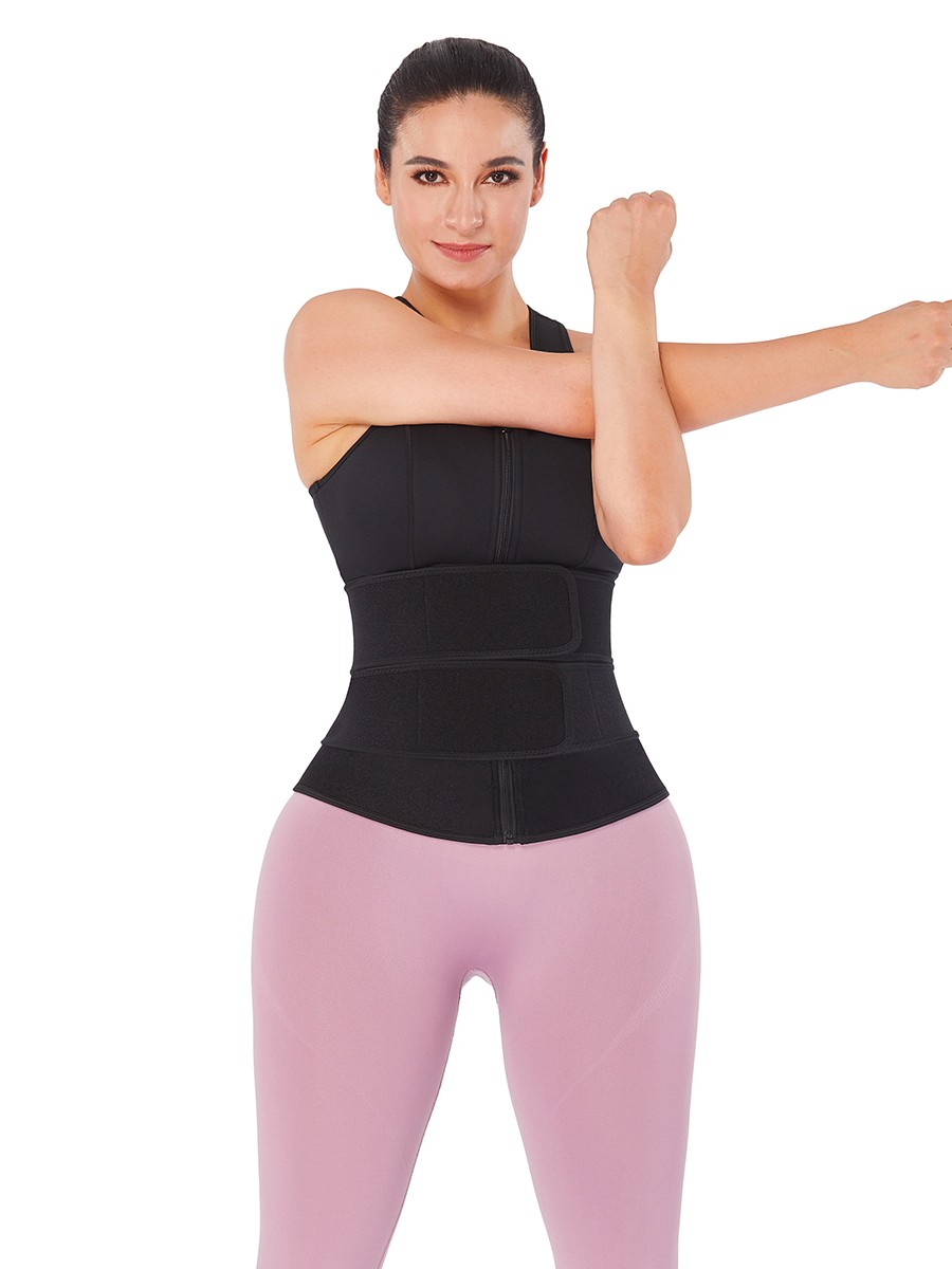 Black Neoprene Waist Trainer Vest Adjustable Belts Fitted Curve