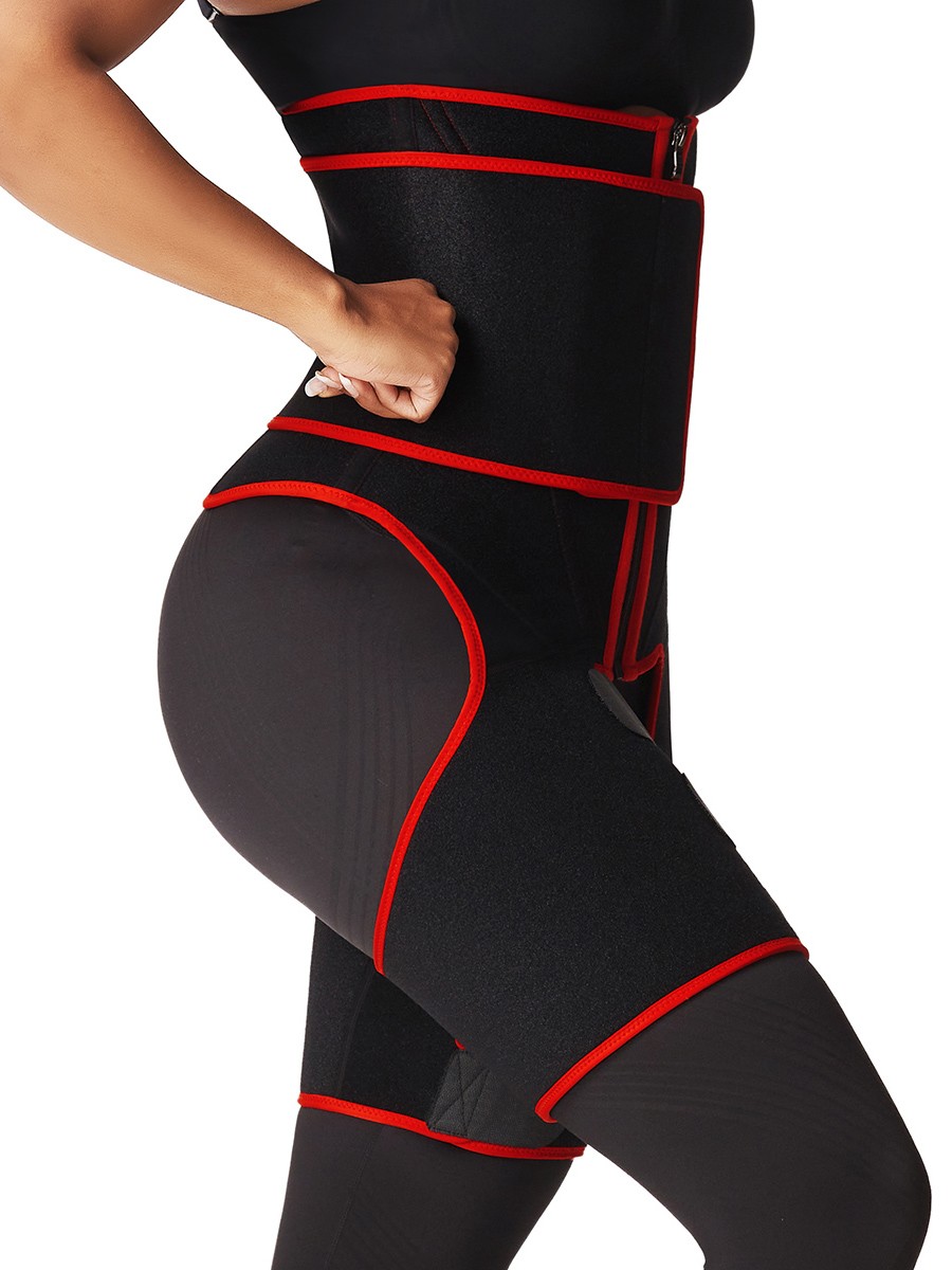 Red Thigh Slimmer Shapewear High Rise Colorblock Curve Smoothing