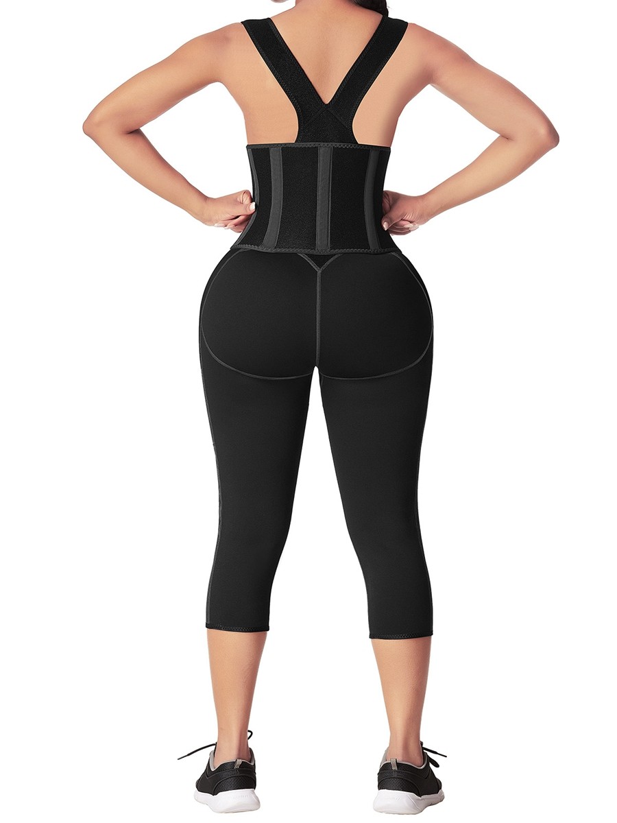 Firm Control Black Neoprene Waist And Thigh Trainer Body Shaper