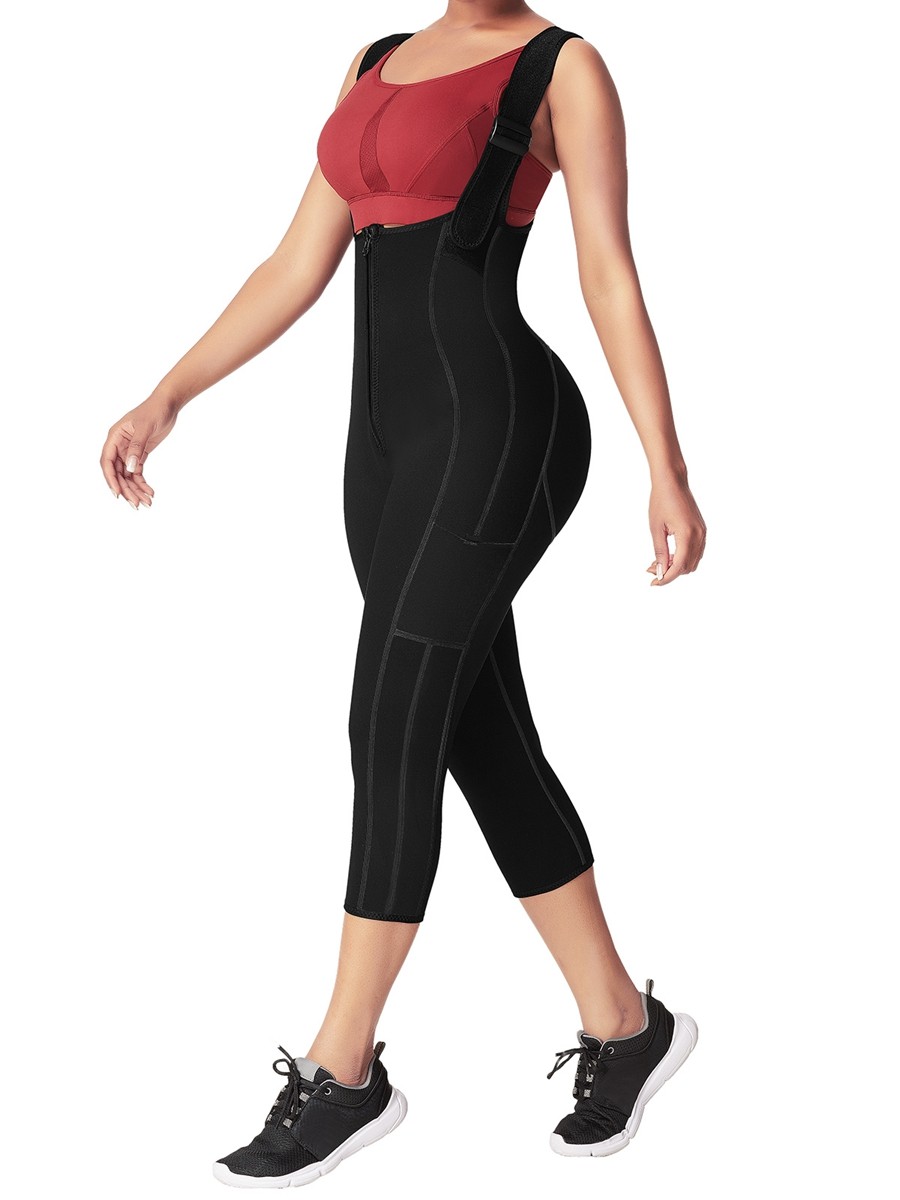 Firm Control Black Neoprene Waist And Thigh Trainer Body Shaper