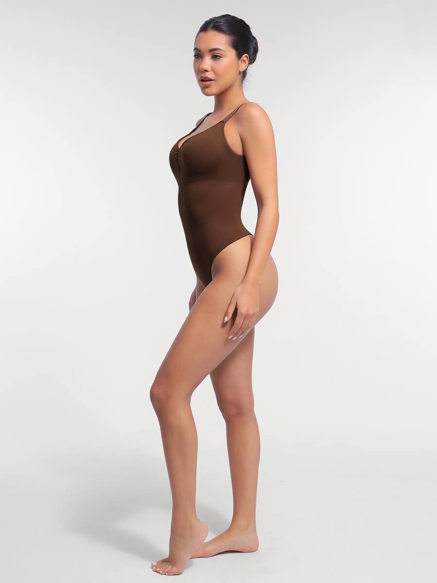 Wholesale Seamless Built-in Bra Waist and Tummy Control Thong Bodysuit