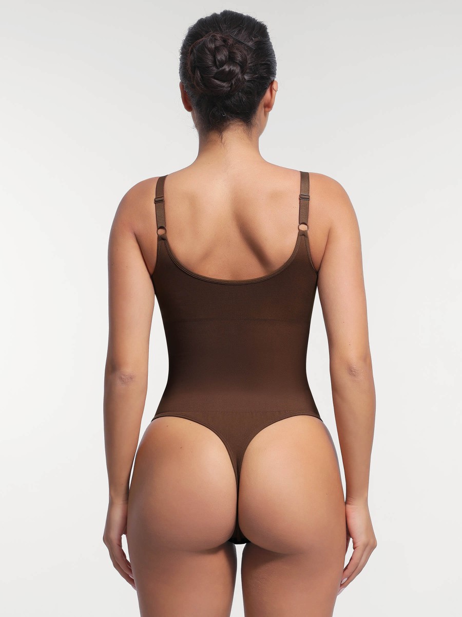 Wholesale Seamless Built-in Bra Waist and Tummy Control Thong Bodysuit