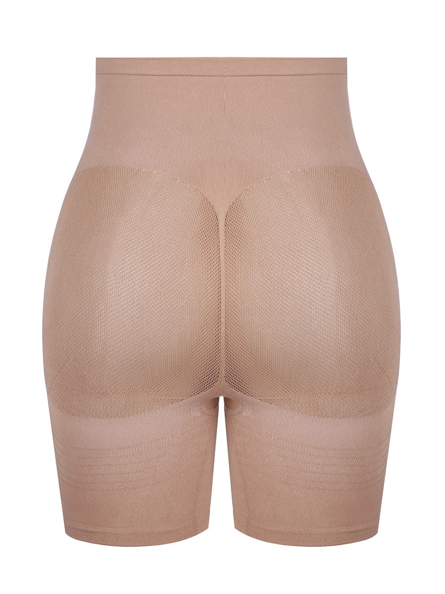 Skin Color Thigh Length High Rise Seamless Shapewear Shorts Stretchy