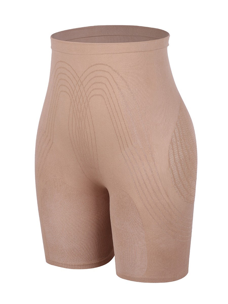 Skin Color Thigh Length High Rise Seamless Shapewear Shorts Stretchy