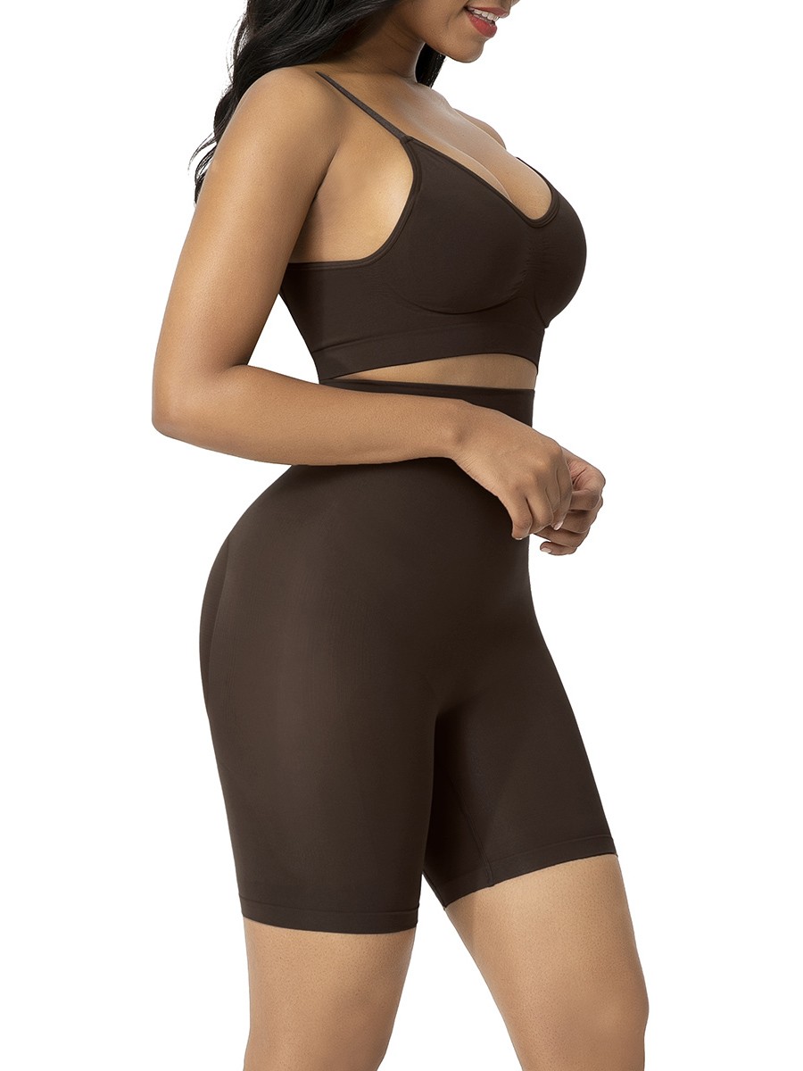 Deep Brown Seamless Shapewear Shorts High Waist Underwear
