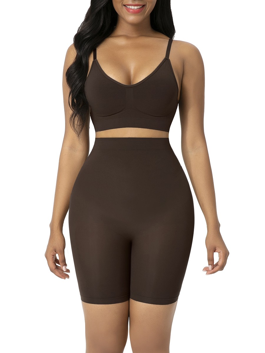 Deep Brown Seamless Shapewear Shorts High Waist Underwear