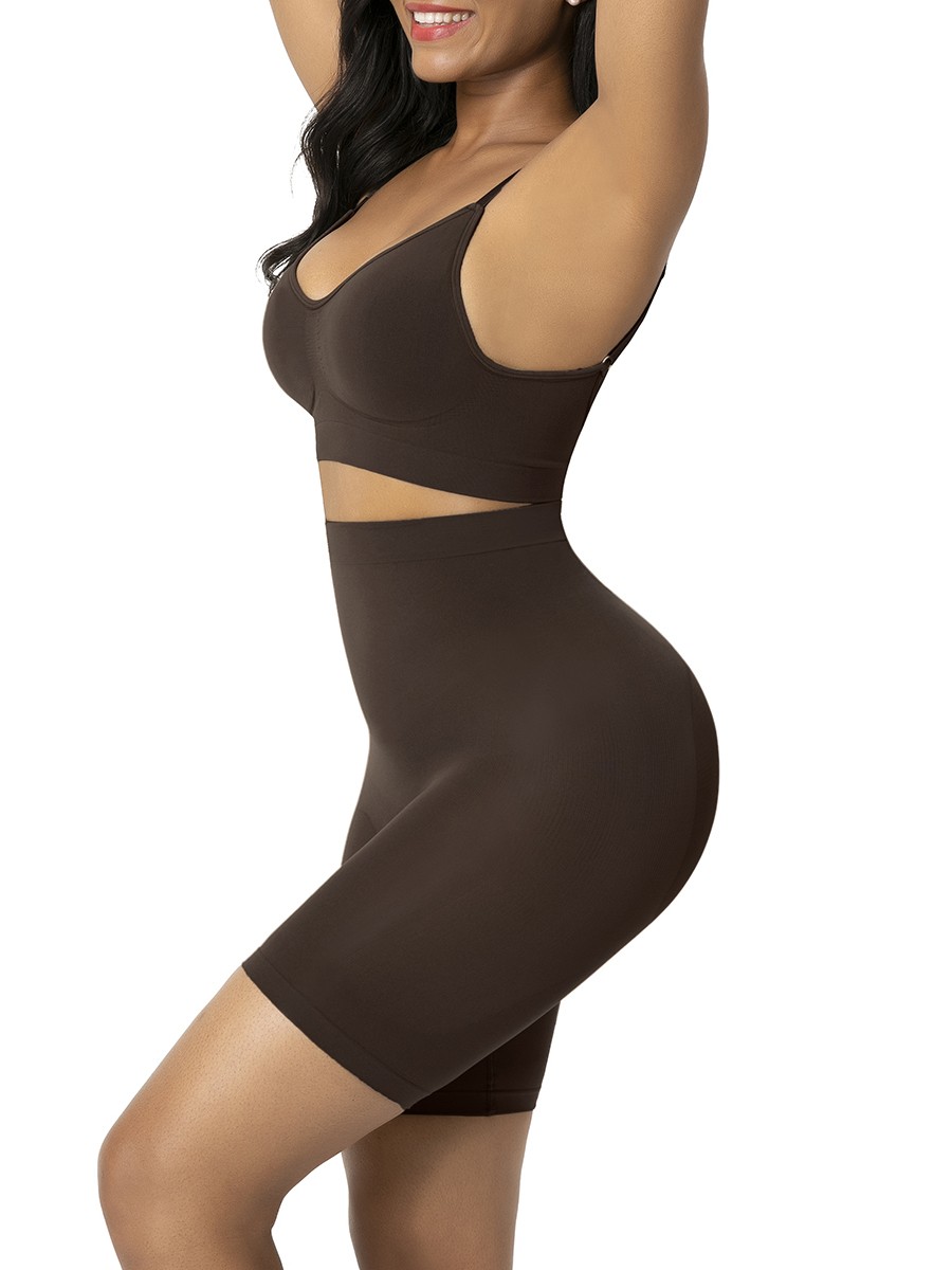 Deep Brown Seamless Shapewear Shorts High Waist Underwear