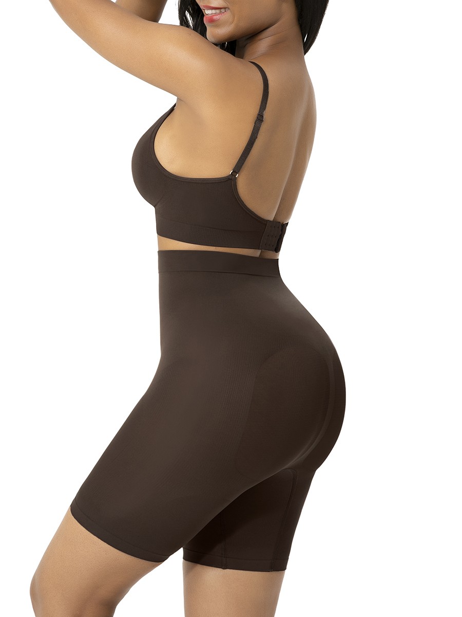 Deep Brown Seamless Shapewear Shorts High Waist Underwear
