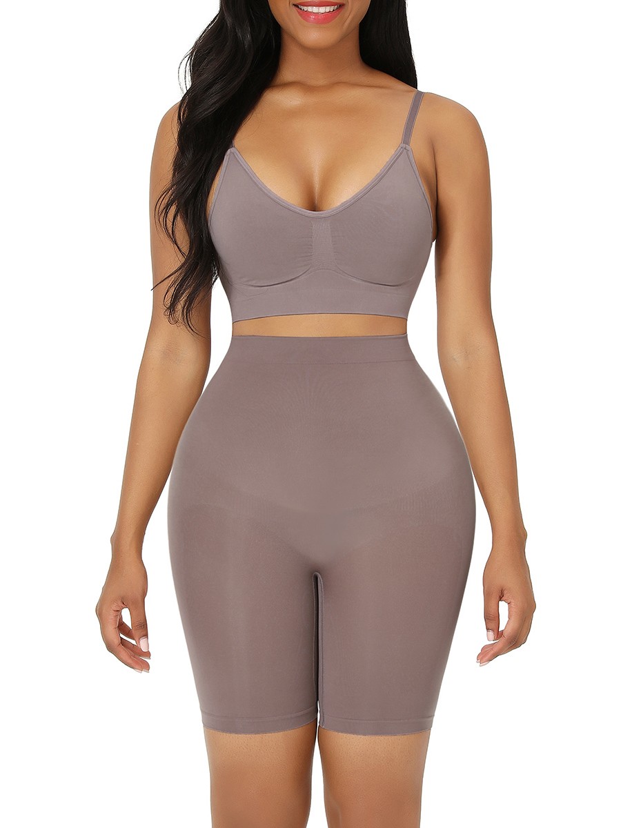 Purple Plus Size High Waist Shapewear Shorts Shaping Comfort